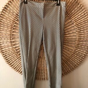 Black & white print skinny tapered business pants